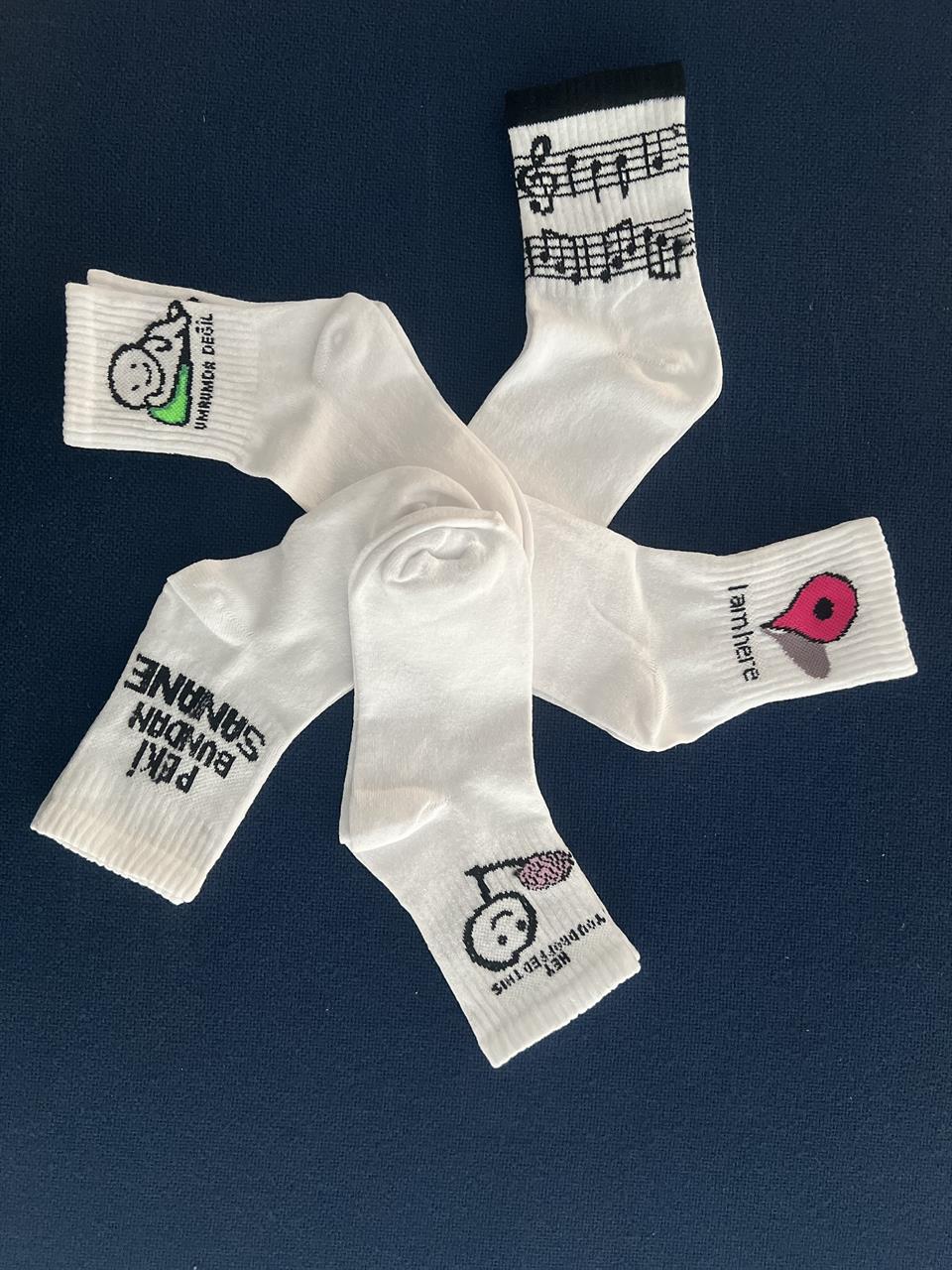 'Hey You Dropped This' Unisex Beyaz Kolej Çorap